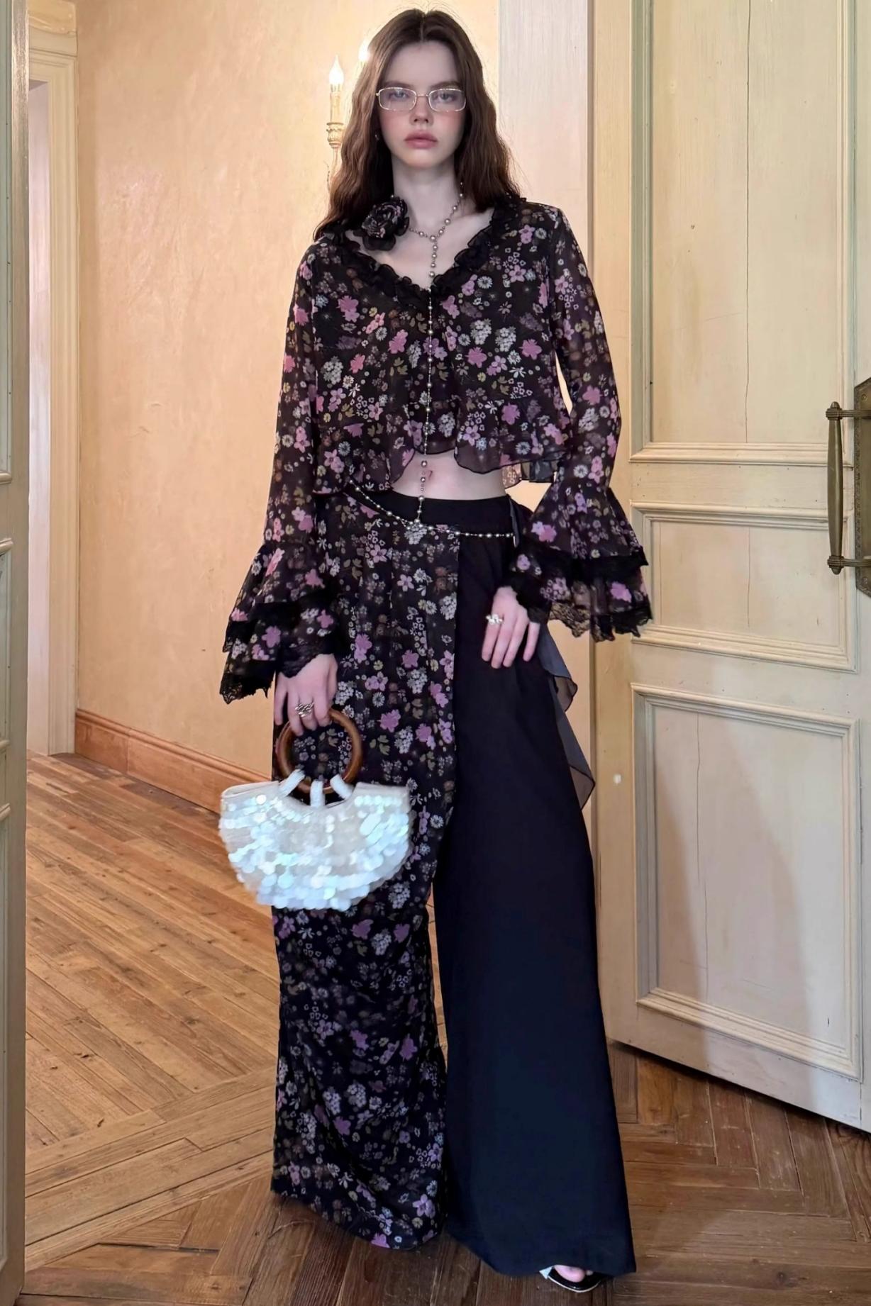 Dark Night Floral Shirt Set-Up