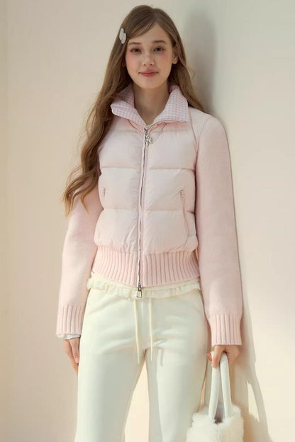 Pink Cloud Knitted Patchwork Jacket
