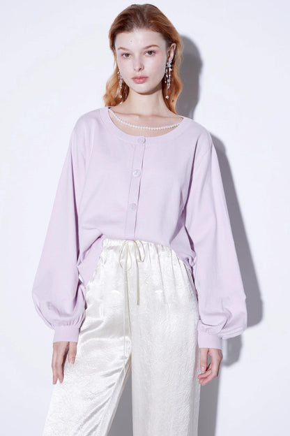 Custom Pearl Silk Cardigan