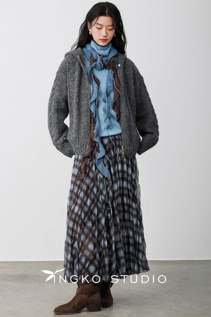 Blue Plaid Gauze Skirt