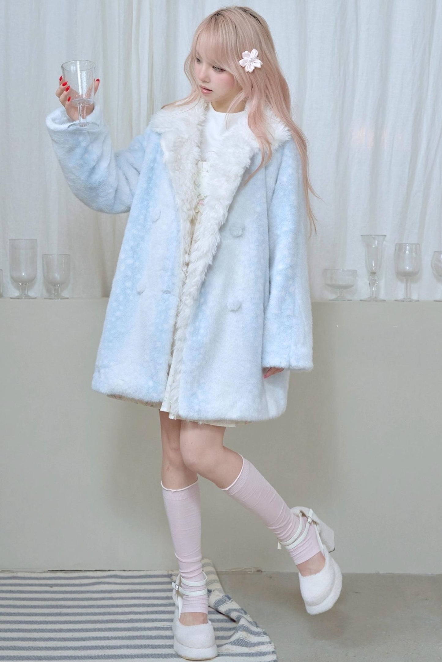Fawn Print Rabbit Fur Coat