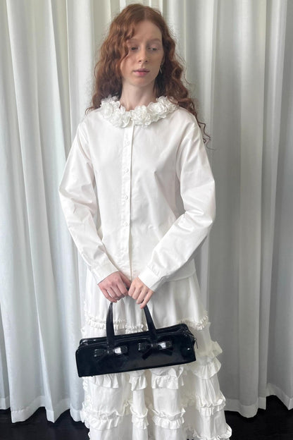 Three-Dimensional White Long Sleeve Shirt