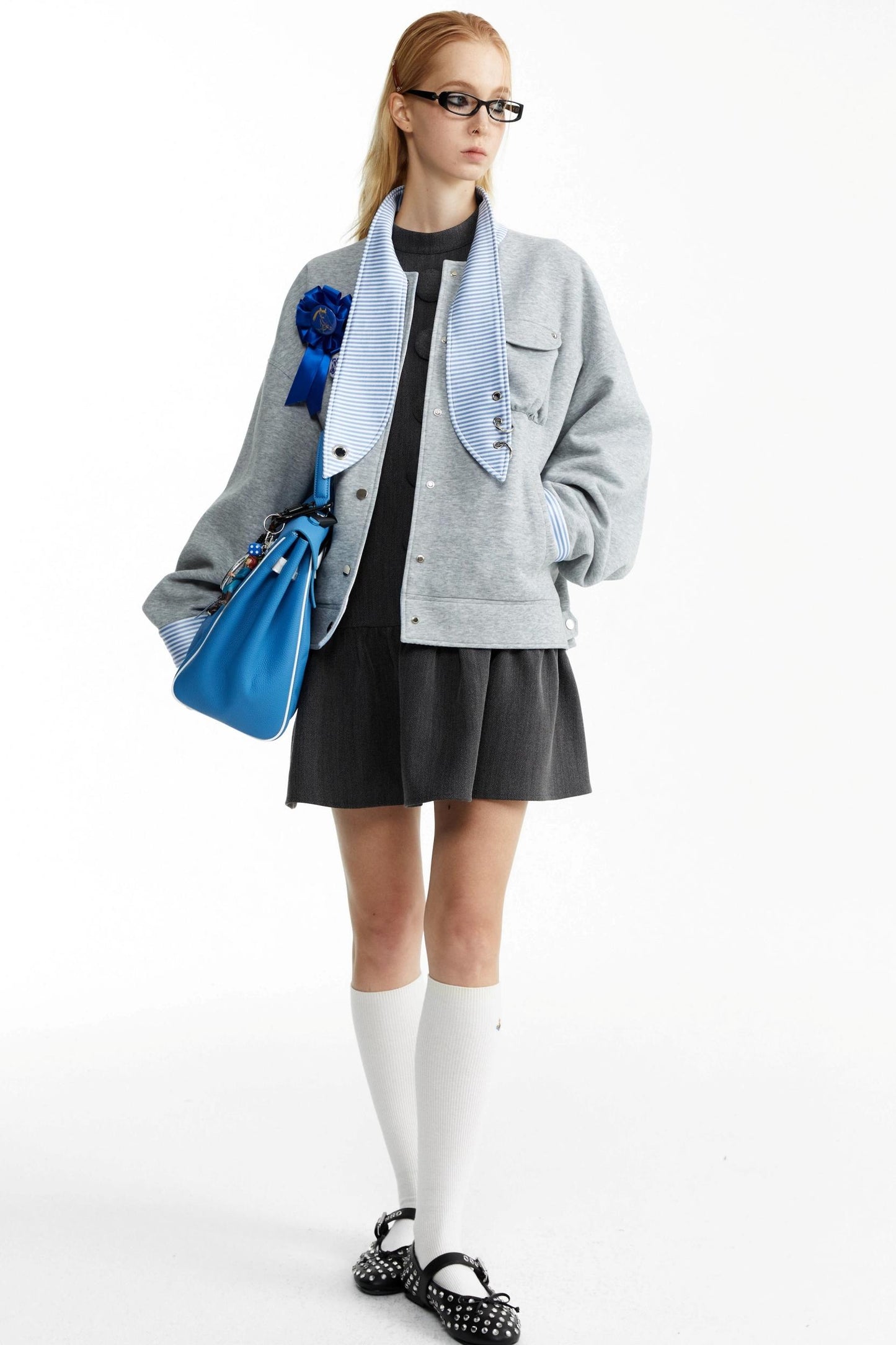 Dark Grey Large Button Dress