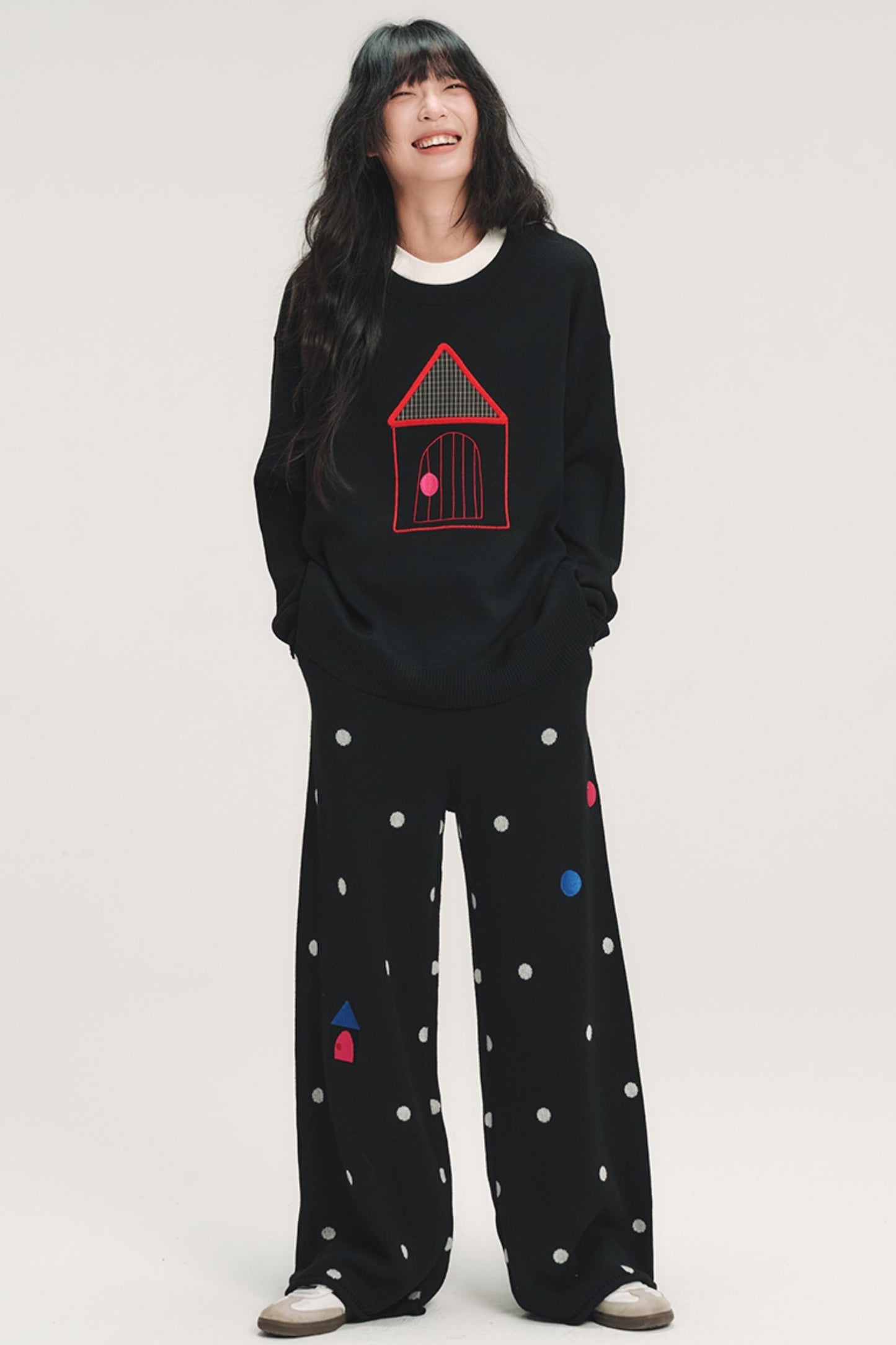 Color-Blocked Plaid Knit Top