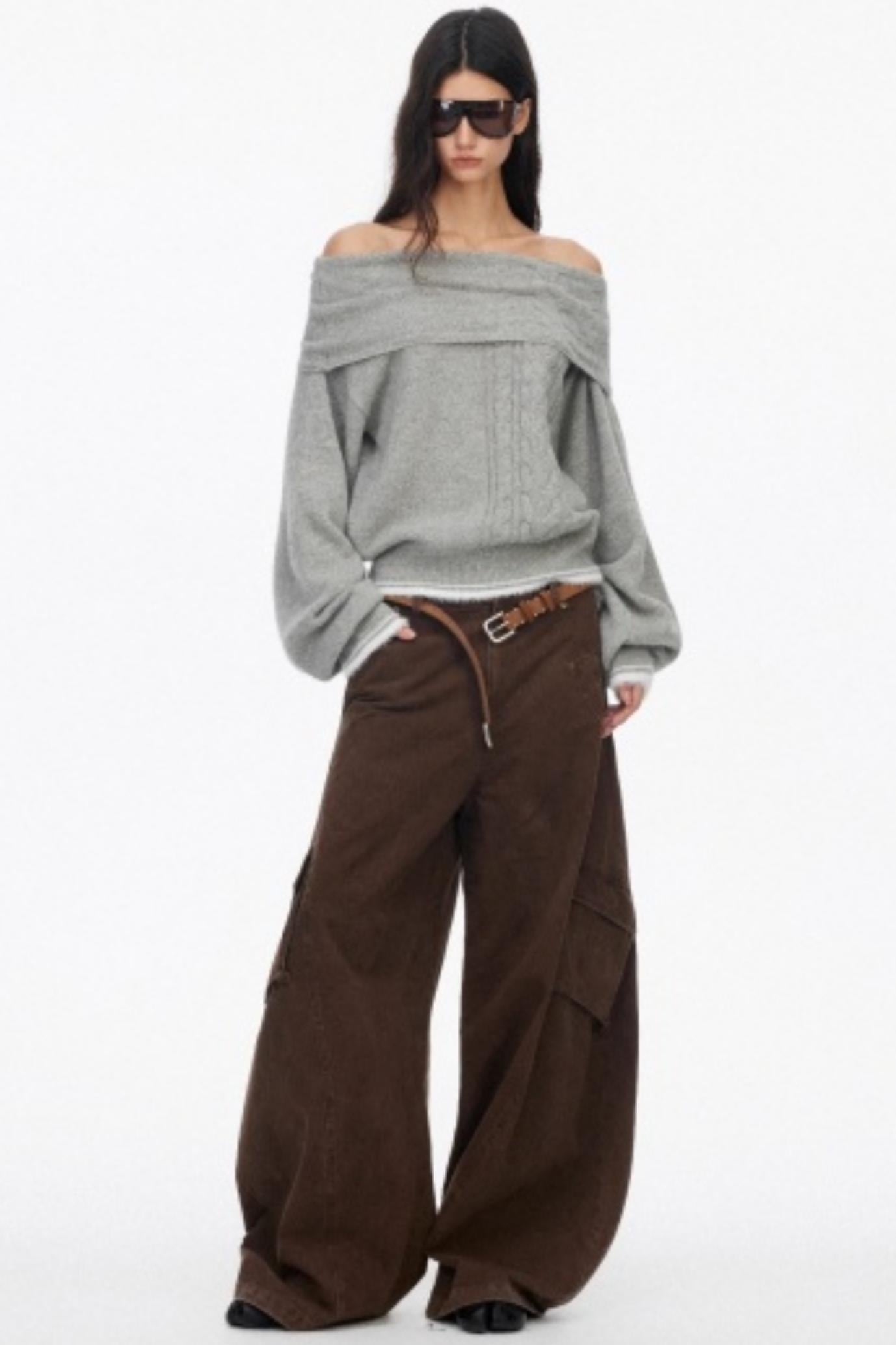 Distressed Wide-Leg Cargo Pants