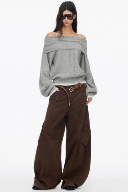 Distressed Wide-Leg Cargo Pants