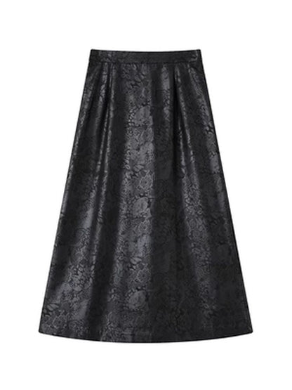 Retro Print Leather A-Line Skirt