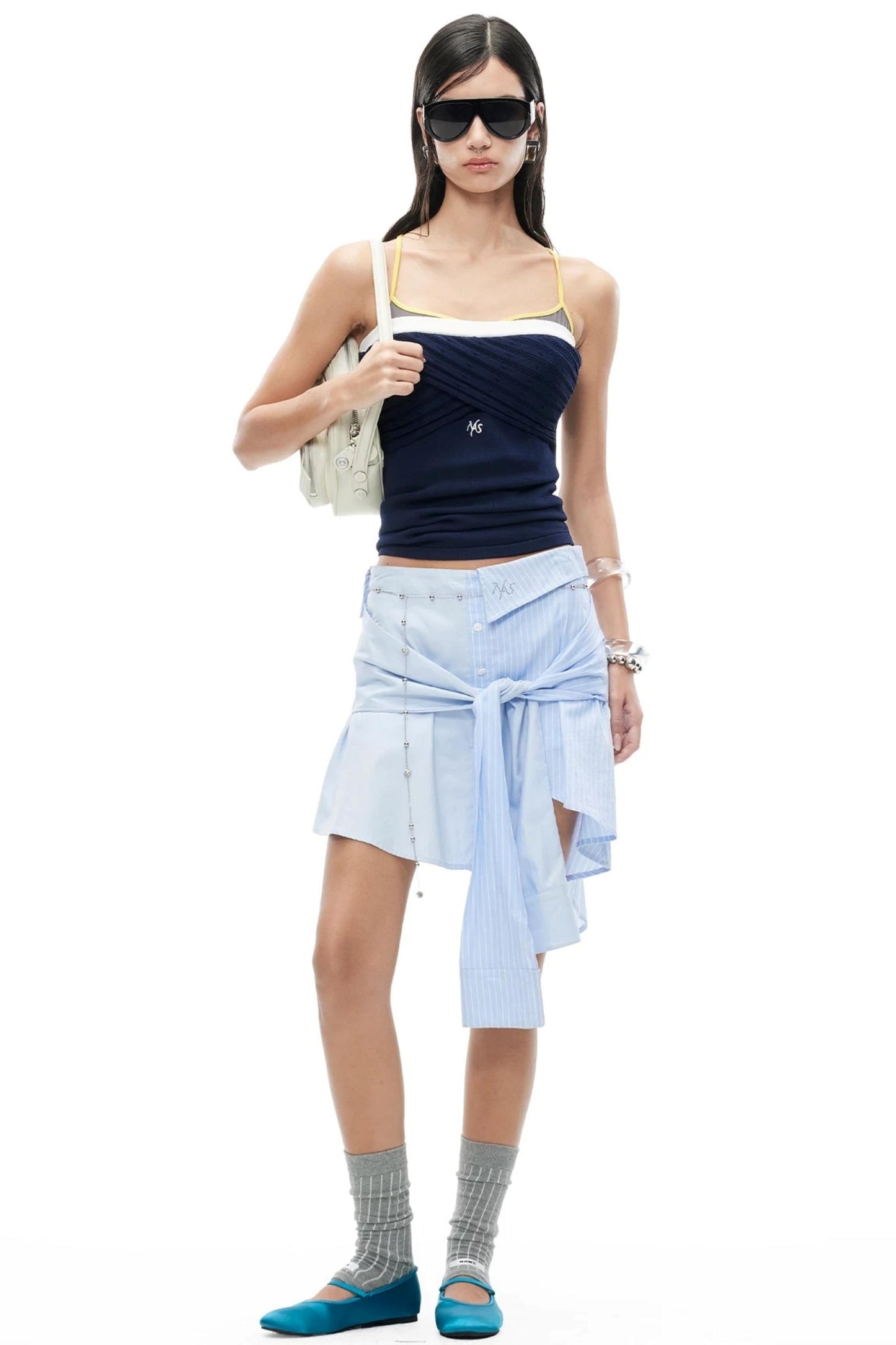 Lace Knit Ruched Vest