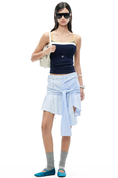 Lace Knit Ruched Vest