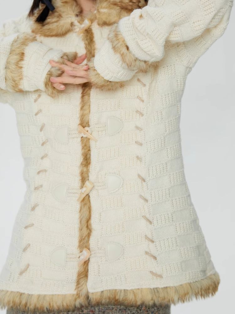 Cowl Button Sweater Knit Jacket