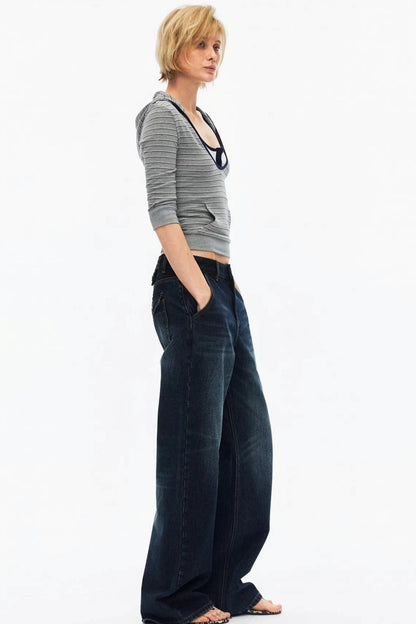 Color-Blocked Hooded Knit Top