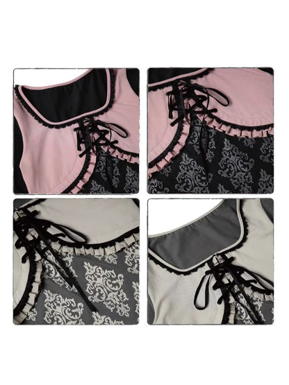 Ballet Style Ribbon Long Sleeve Printed Tee