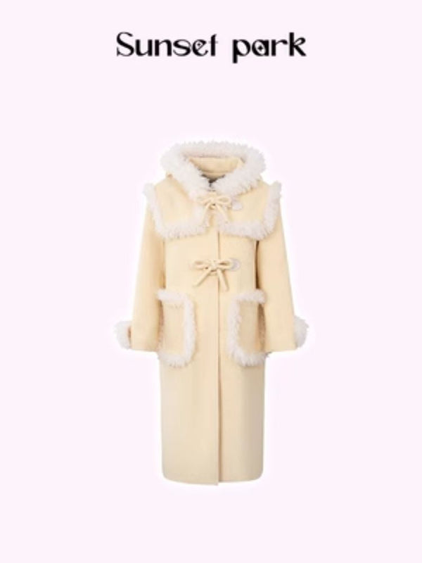 Long Sweet Girl Bow Button Tweed Jacket