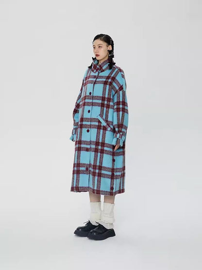 Tweed loose-fitting long coat