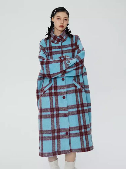 Tweed loose-fitting long coat