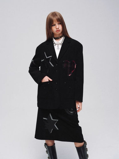 Irregular Pattern Patch Loose Suit