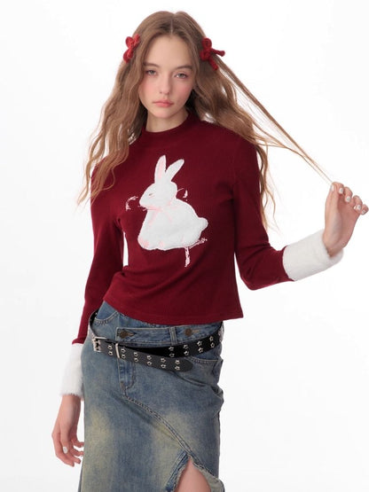 Plush Rabbit Red Bottom Knit Sweater