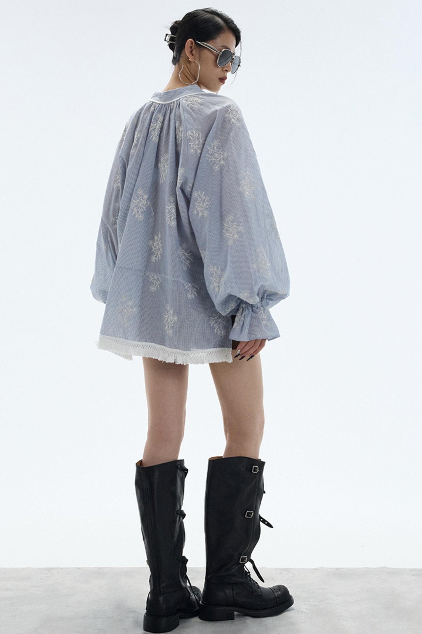 Tassel Stripe Embroidery Top