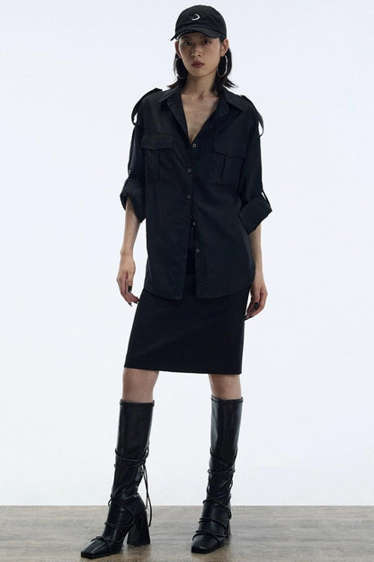 Minimalist Straight Suit Skirt