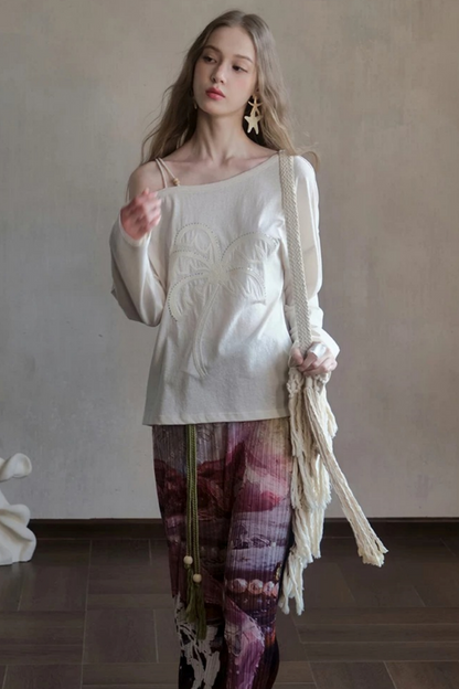 Sequin Embroidery Off-Shoulder Set-Up