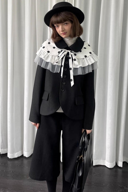 Versatile Black Woolen Suit Jacket