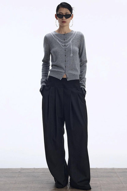 Contrasting Pearl Cardigan