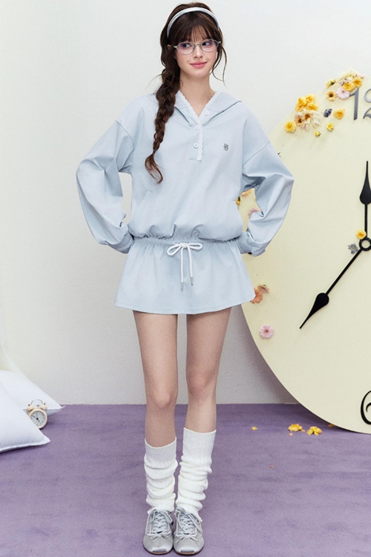 Drape Hoodie Sweater Dress