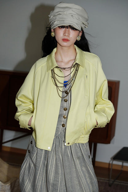 Solid Retro Short Casual Jacket