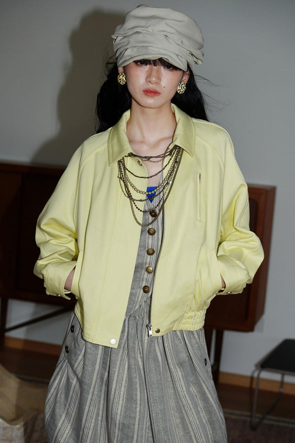 Solid Retro Short Casual Jacket