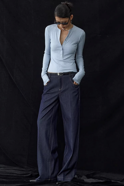 Henry Collar Knit Blouse
