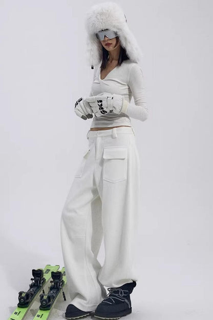 Warm Fleece Wide-Leg Pants