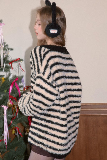 Sweet Striped V-Neck Sweater