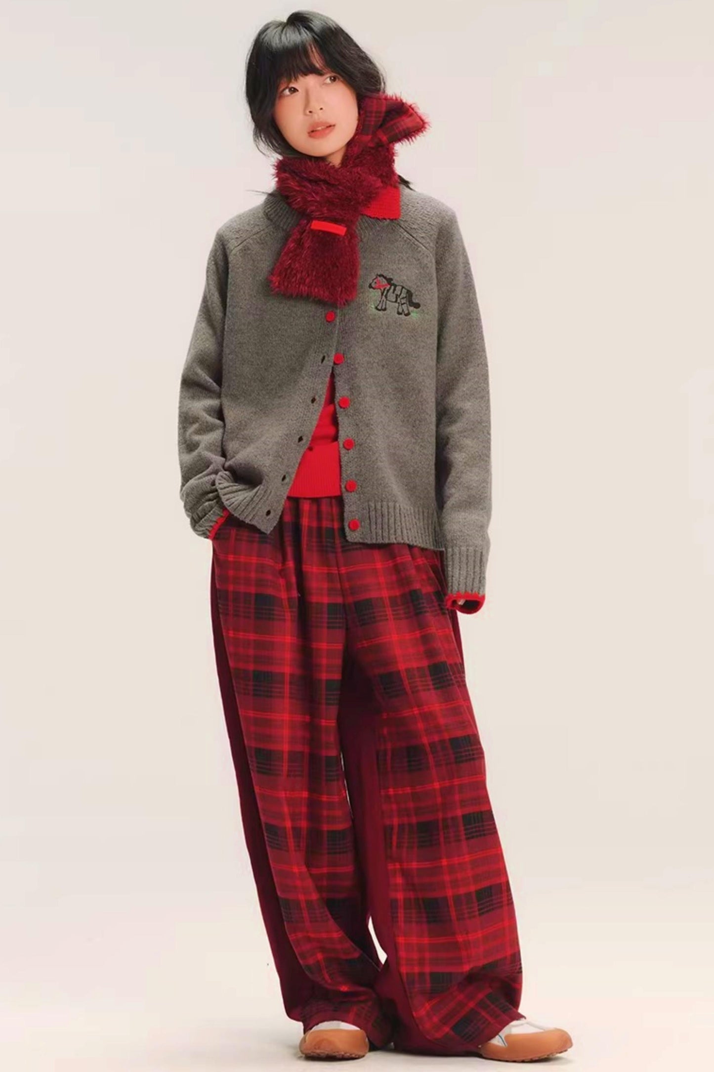 Plaid Wool Patchwork Scarf