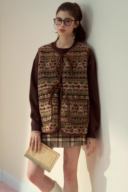 Reversible Bow Strap Fur Vest