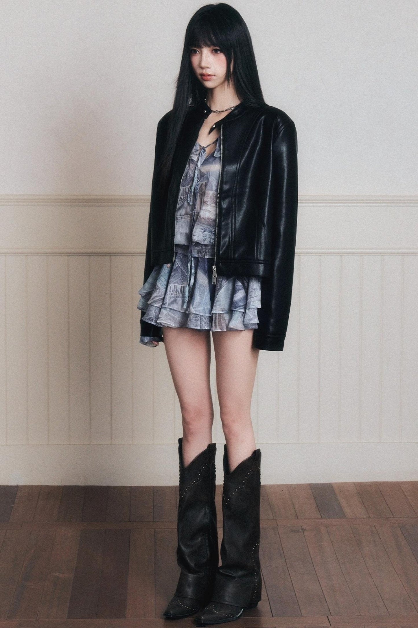 Ruffles Denim Shirt Dress