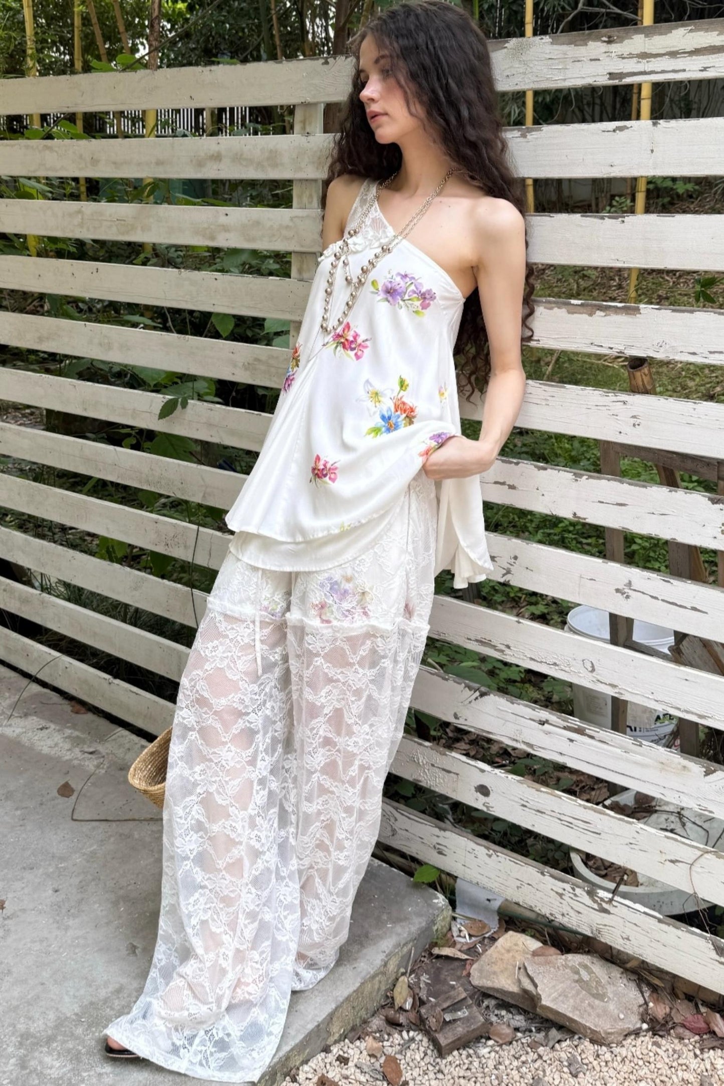 Lace Raglan Maxi Skirt Set-Up