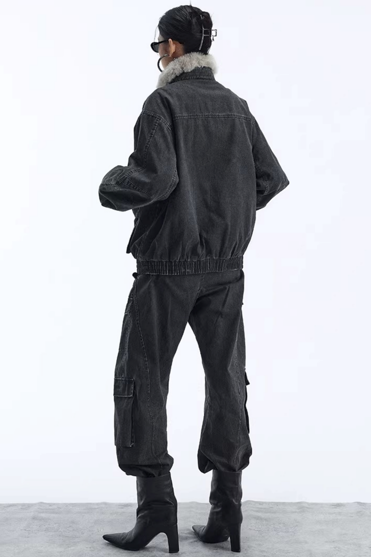 Abnehmbarer Kunstfellkragen gepolsterte Jacke