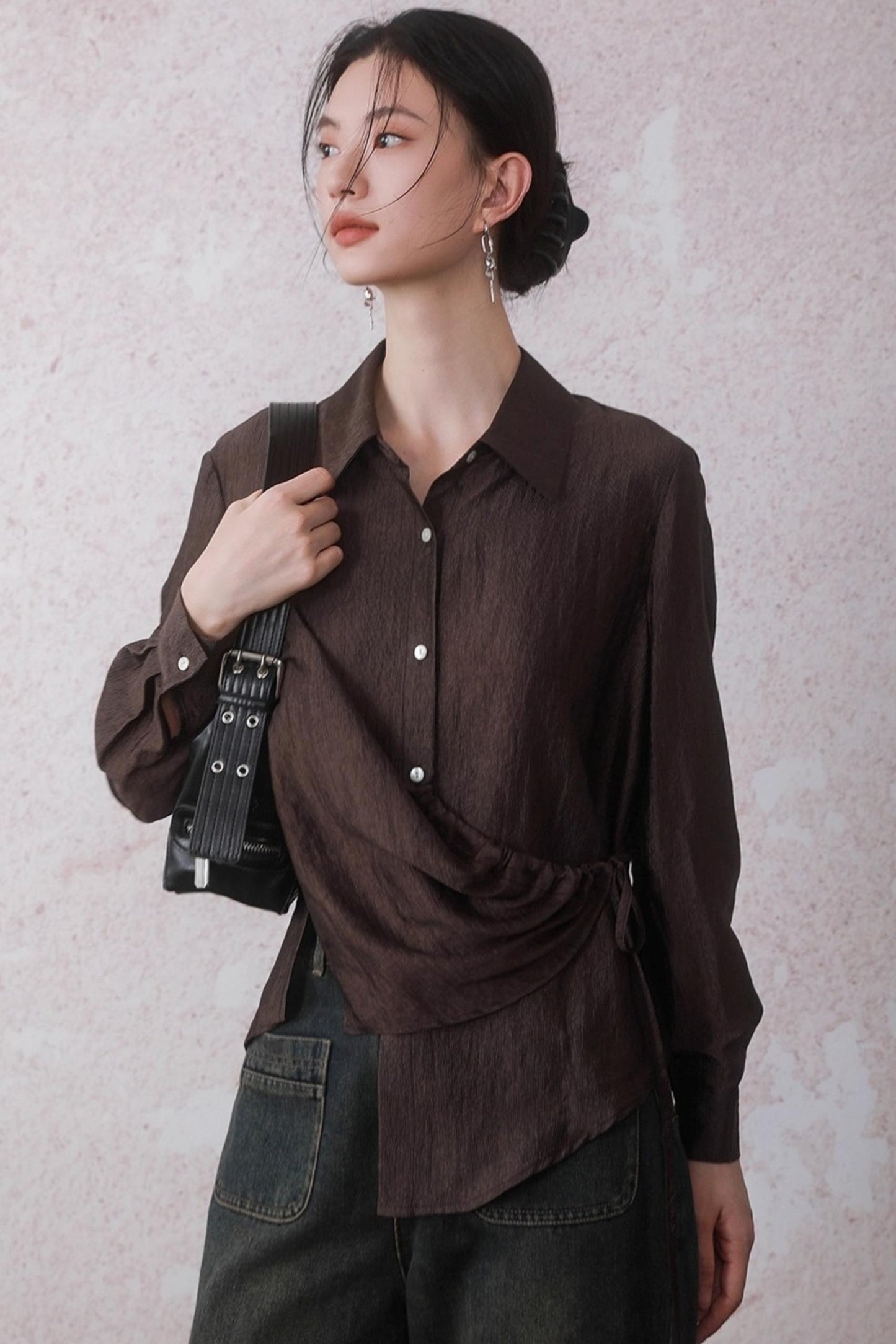 Autumn Acetate Chinese Shirt
