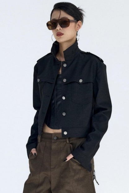 Black Fleece-Lined Workwear Jacket