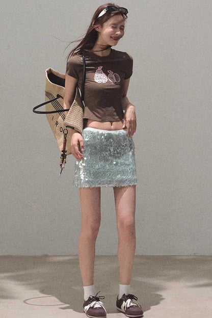 Sequin A-Line Mini Skirt