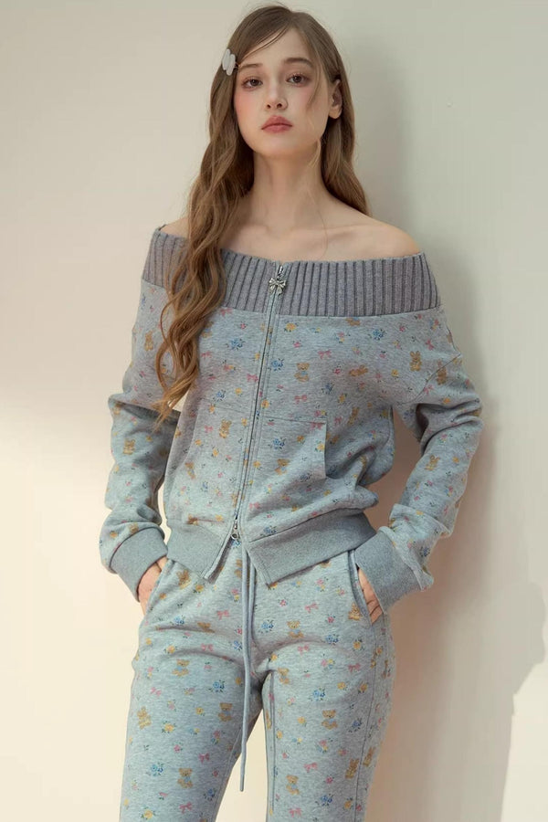 One-Shoulder Sweatshirt Set-Up