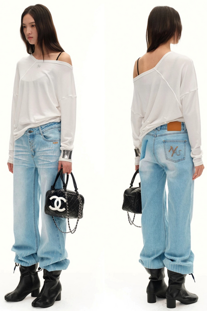 Shiny Vintage Denim Pants