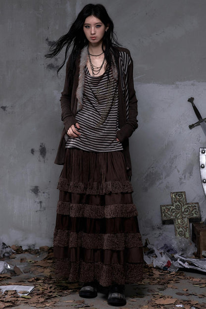 Lace Suede Tassel Skirt