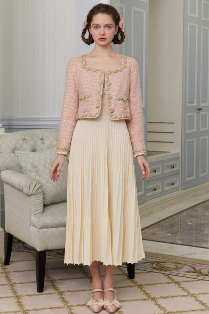 Trio French Heavy Knit Slim Long Dress