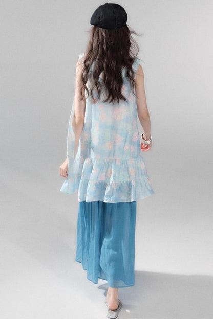 Sea Glass Tencel Ruffle Crop Dress Set-Up