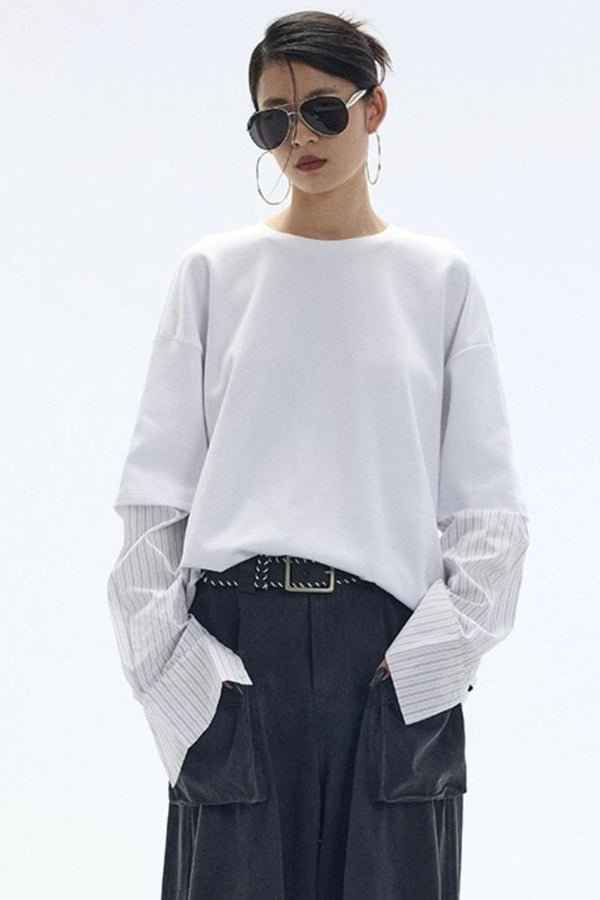 White Striped Crew Neck T-Shirt