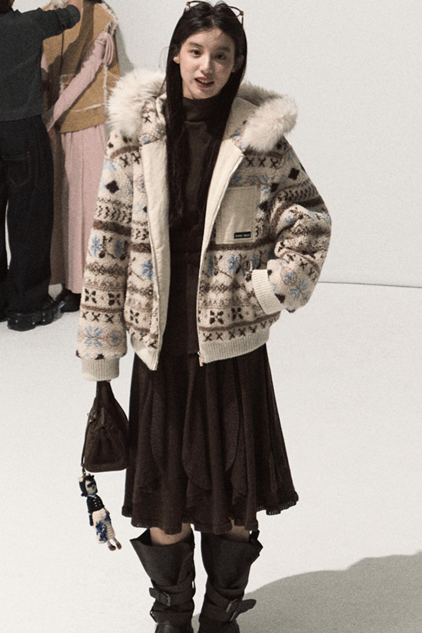 Wool Jacquard Ruffle Skirt