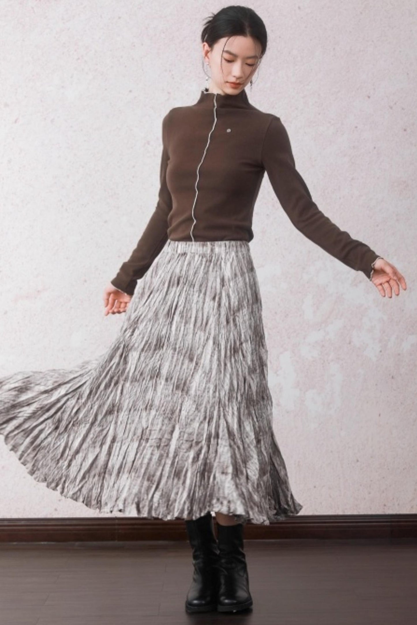 Cocoa Brown Half-Turtleneck Top