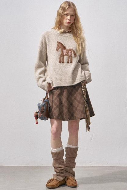 Floral Pony Festive Sweater