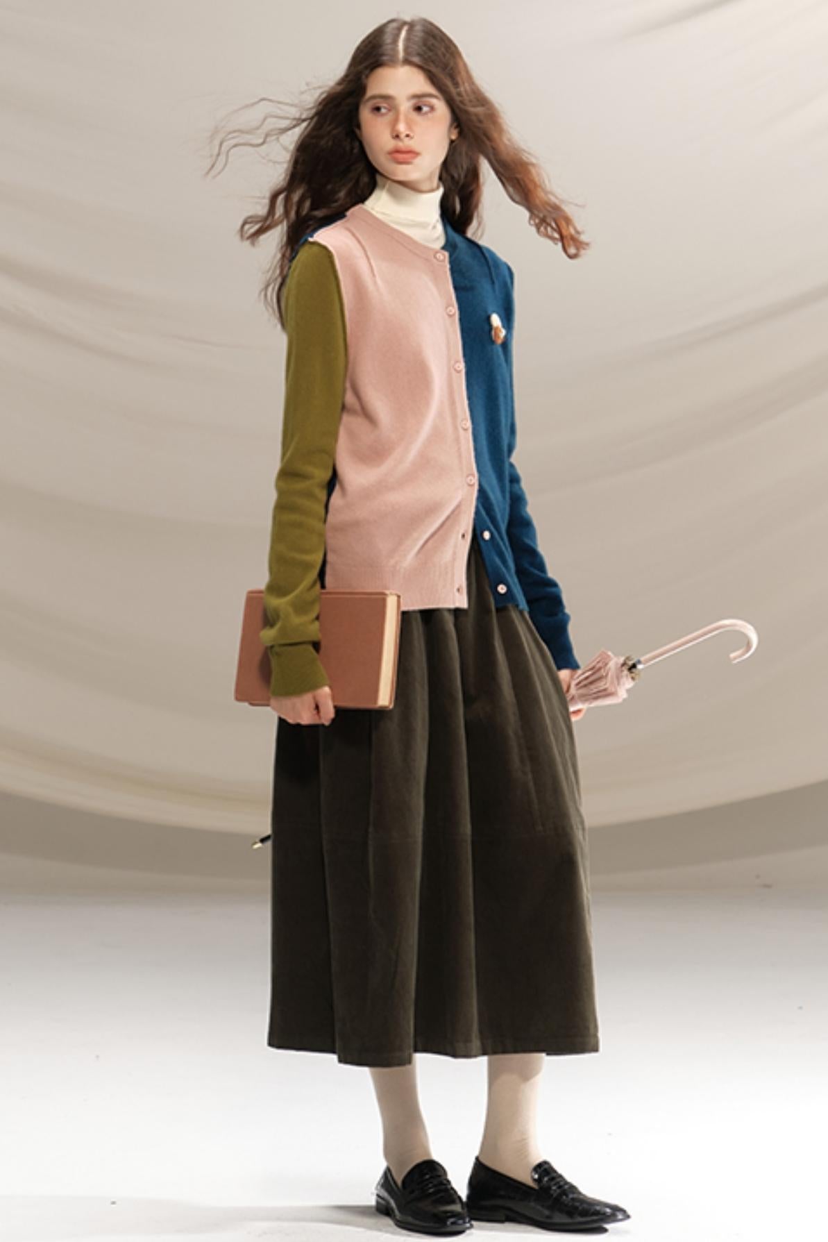 Retro Green Pleated Skirt